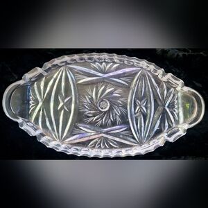 Vintage Czechoslovakian 100% Crystal glass tray.